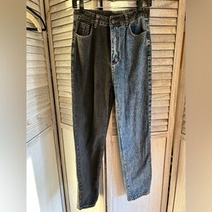 SHEIN Two Tone Black & Blue Jeans Pants Womans 4 Small Juniors Petites 26” waist